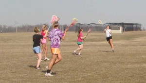 The lacrosse girls practicing the day beforetheir first game.