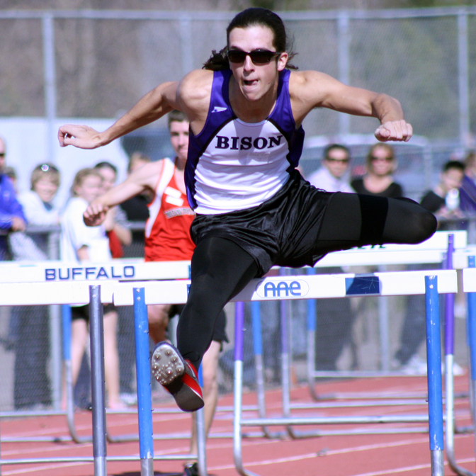 Keenan Stangl in the 110 meter hurdles