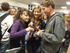 Student get to know their new guests. 