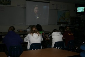 French Club member watch the movie Chocolat as an after school activity.  Photo By: Kayla Hemze