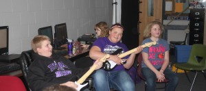 Students in McCallum's class playing Rock Band