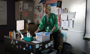 Bergquist opening her candy bucket