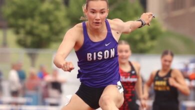 Rose Lamberts competing in the Minnesota State Track Meet on June 6, 2026.