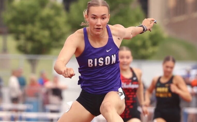 Rose Lamberts competing in the Minnesota State Track Meet on June 6, 2026.