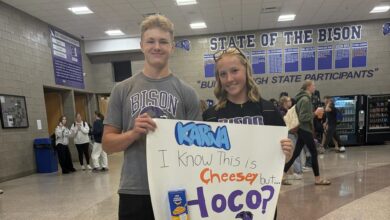 Jarem Tew asks Karina Wuollet to homecoming with a 'cheesy' sign