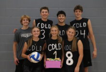 Fun Night Volleyball Tournament winners. Back row: Aiden Edlund, Cash Anonen, Eli Hegle, Jake Kreklow Front row: Mya Panek, Reese Millerbernd, Avery Ryan