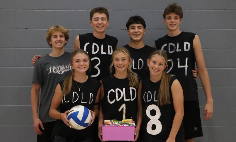 Fun Night Volleyball Tournament winners. Back row: Aiden Edlund, Cash Anonen, Eli Hegle, Jake Kreklow Front row: Mya Panek, Reese Millerbernd, Avery Ryan