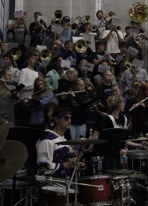 BHS pep band plays music at the volleyball match.