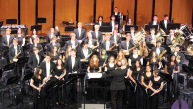 Buffalo High School band students perform on stage during their fall concert
