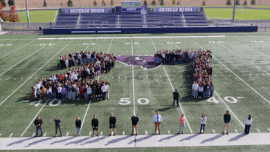 Seniors gathered on Bison Field West